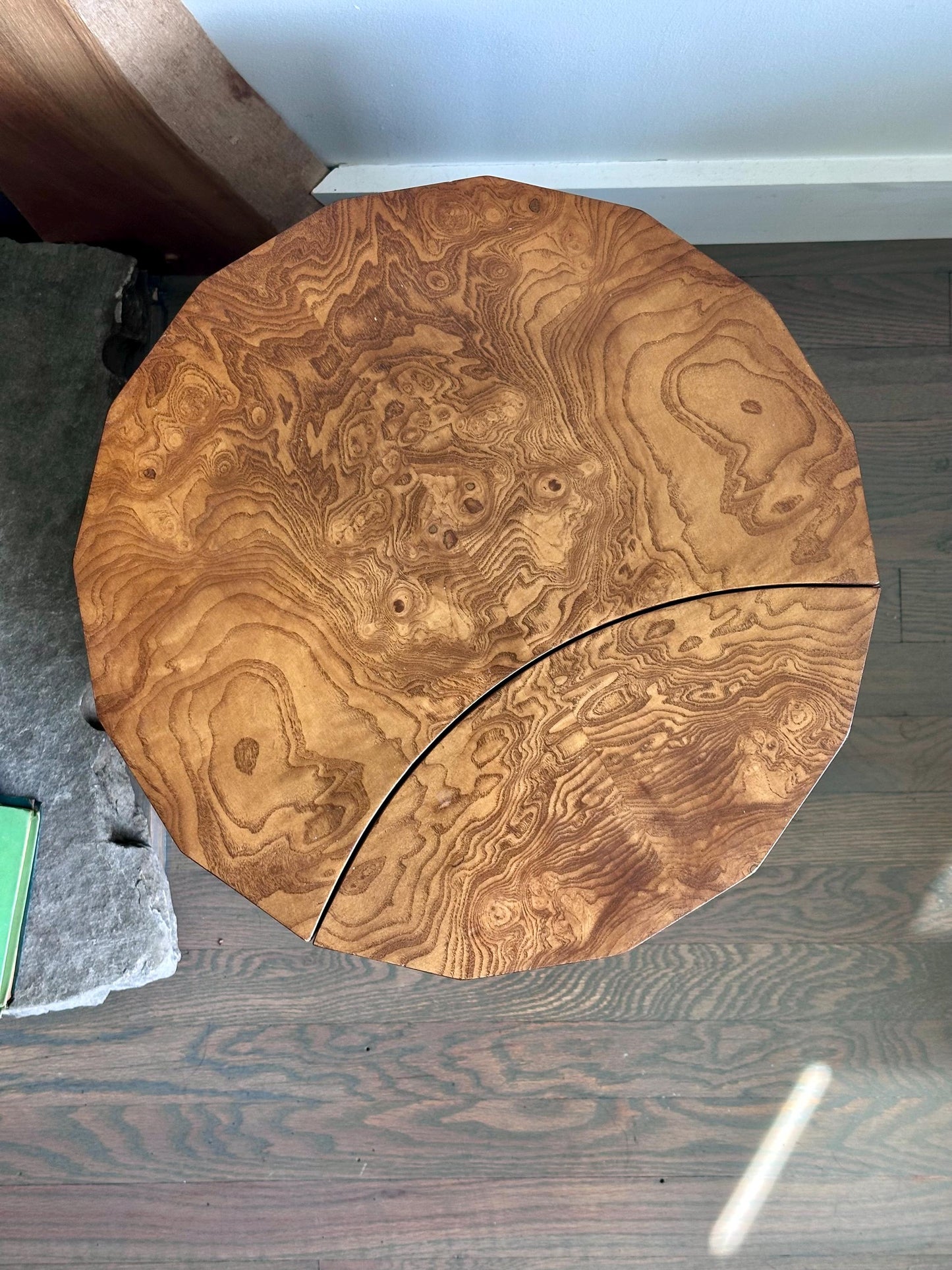Vintage Edward Wormley for Dunbar Pedestal Side Table in Olive Burl