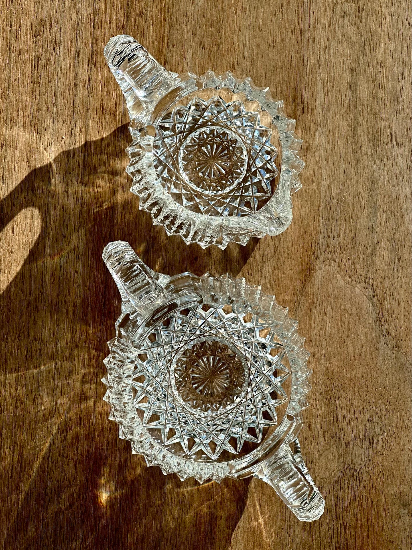 antique crystal groove slash american brilliant bowl creamer set 1897 1912 – vintage antique home decor from Mid Hudson Vintage