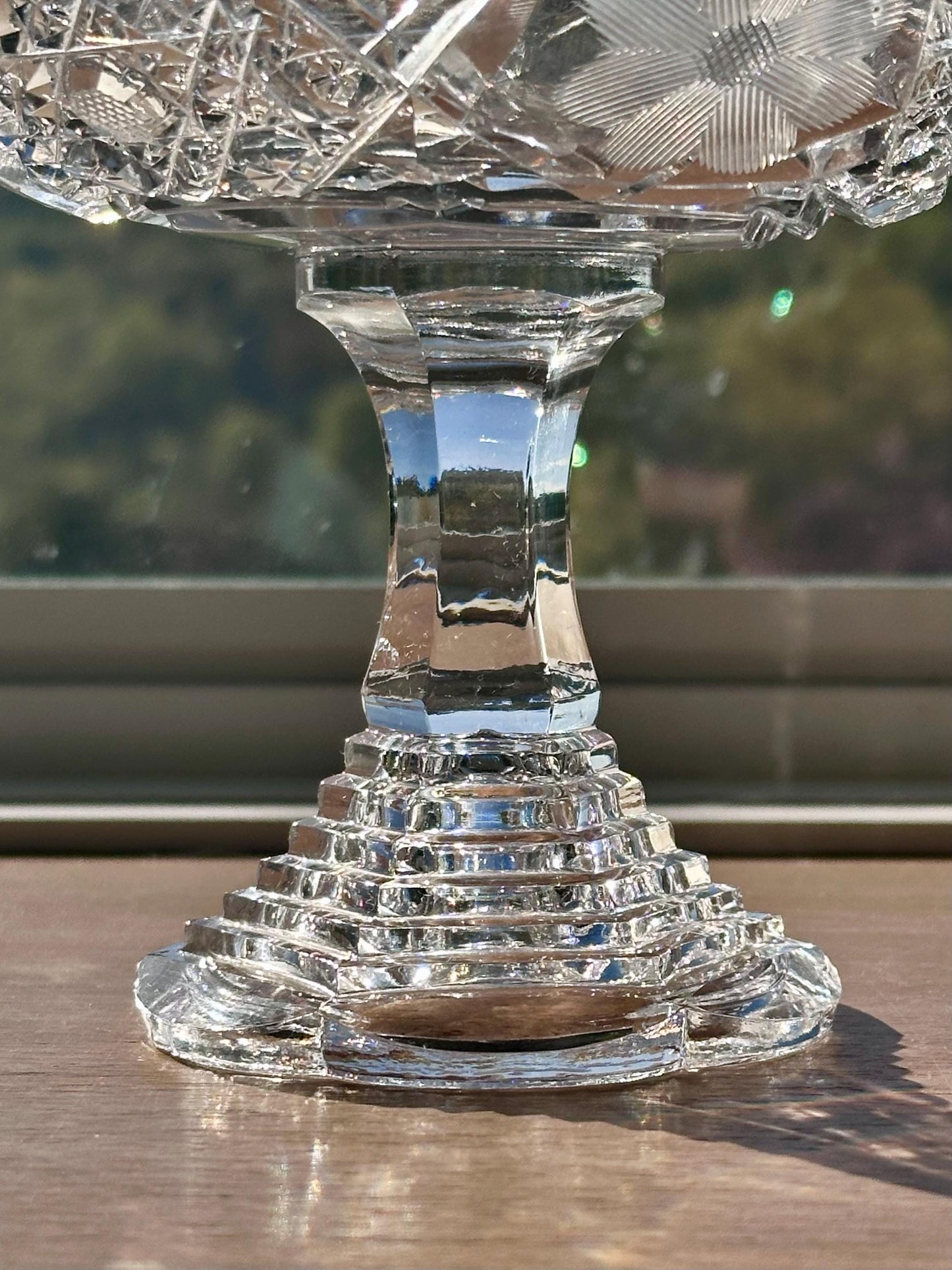 Stunning American Brilliant Period Cut Glass Pedestal Dish | Antique Crystal Compote