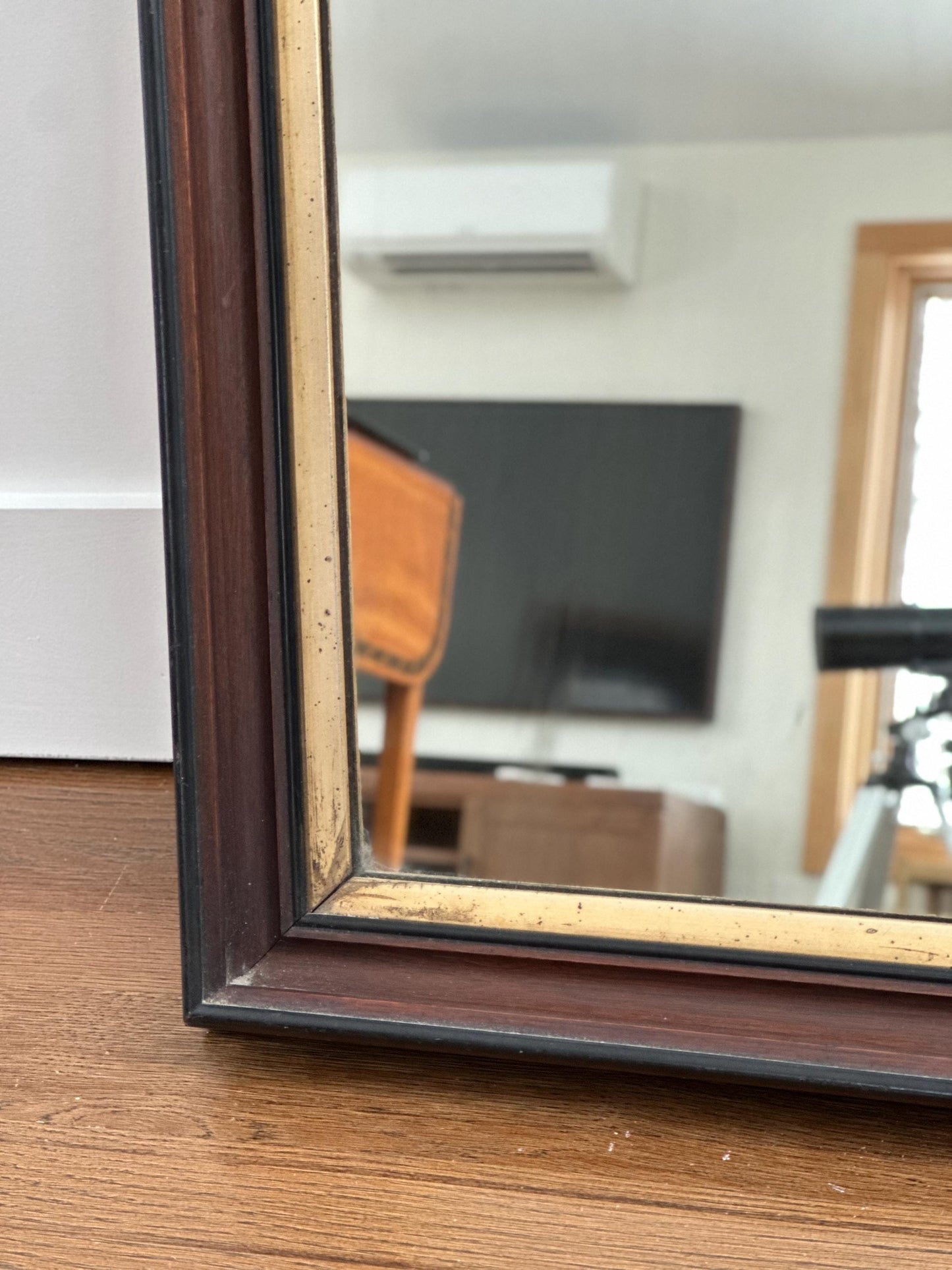 Vintage/Antique Wooden Wall Mirror With Gilt Trim