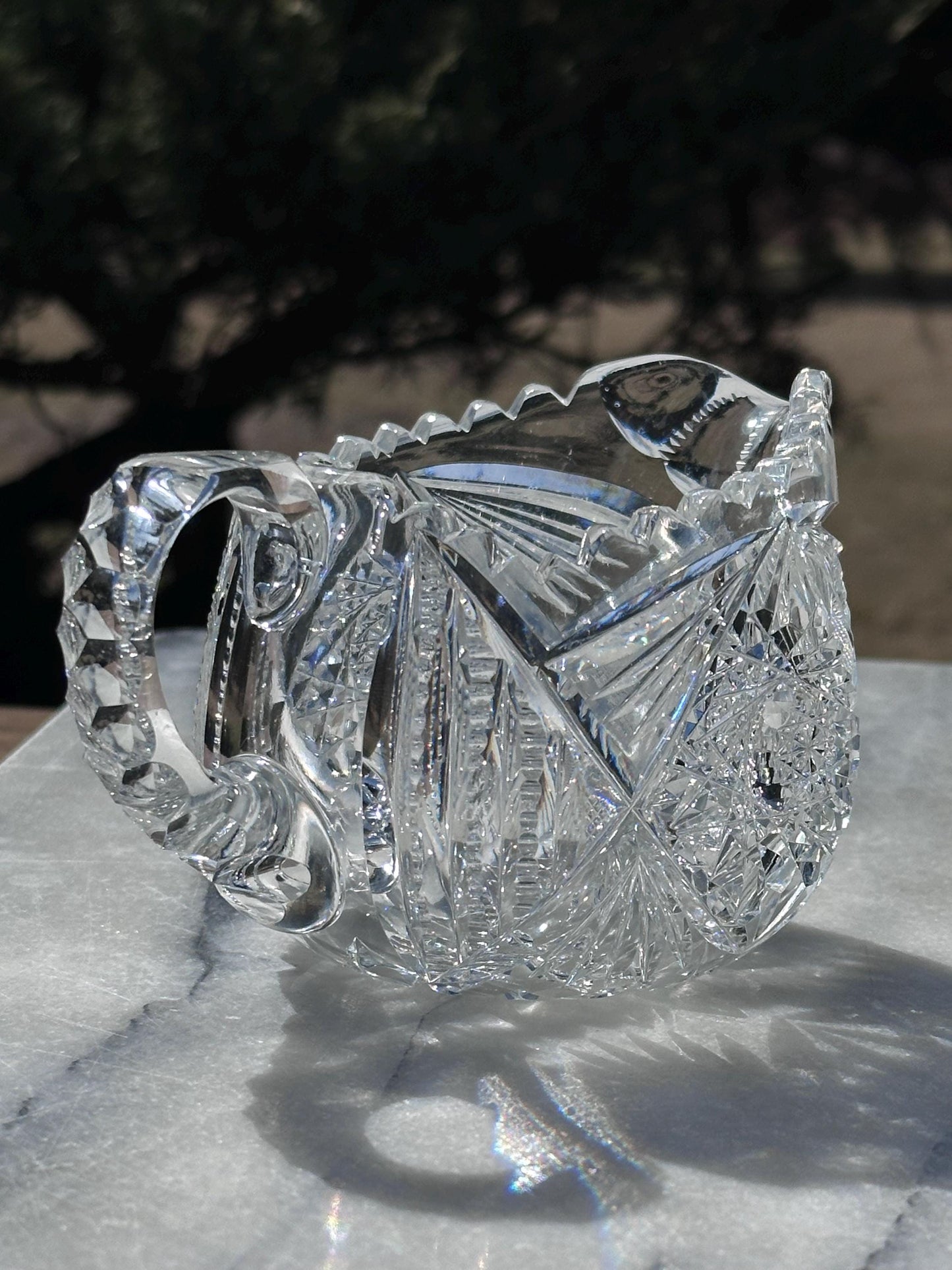 antique american brilliant period crystal creamer sugar set – vintage antique home decor from Mid Hudson Vintage