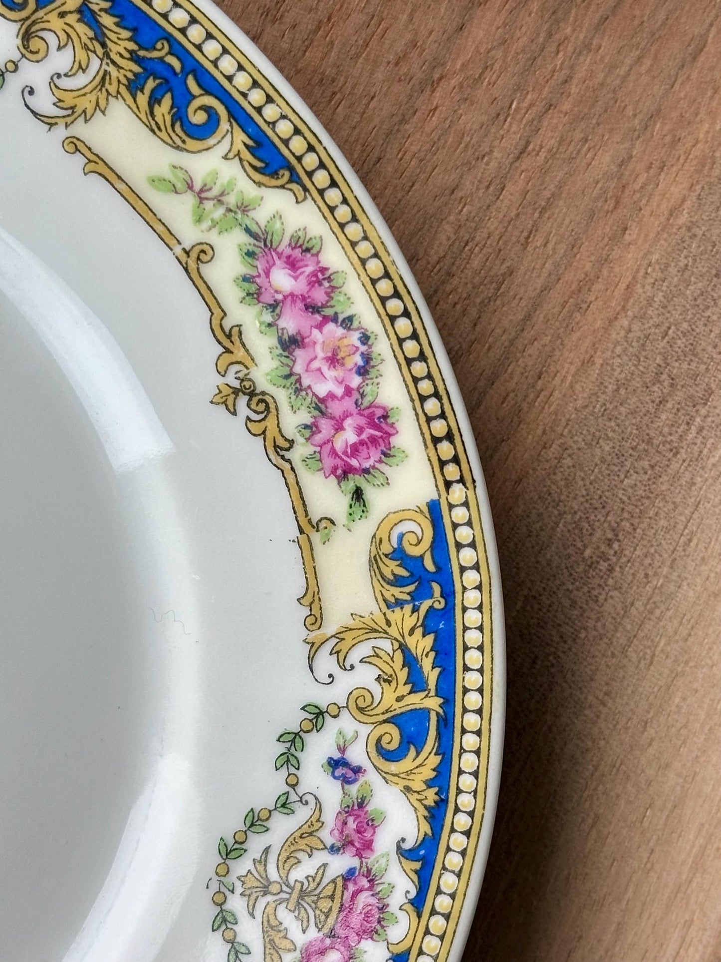 Set of 2 Antique Limoges France "Unique" Dessert/Salad Plates – Floral and Gilt Rim