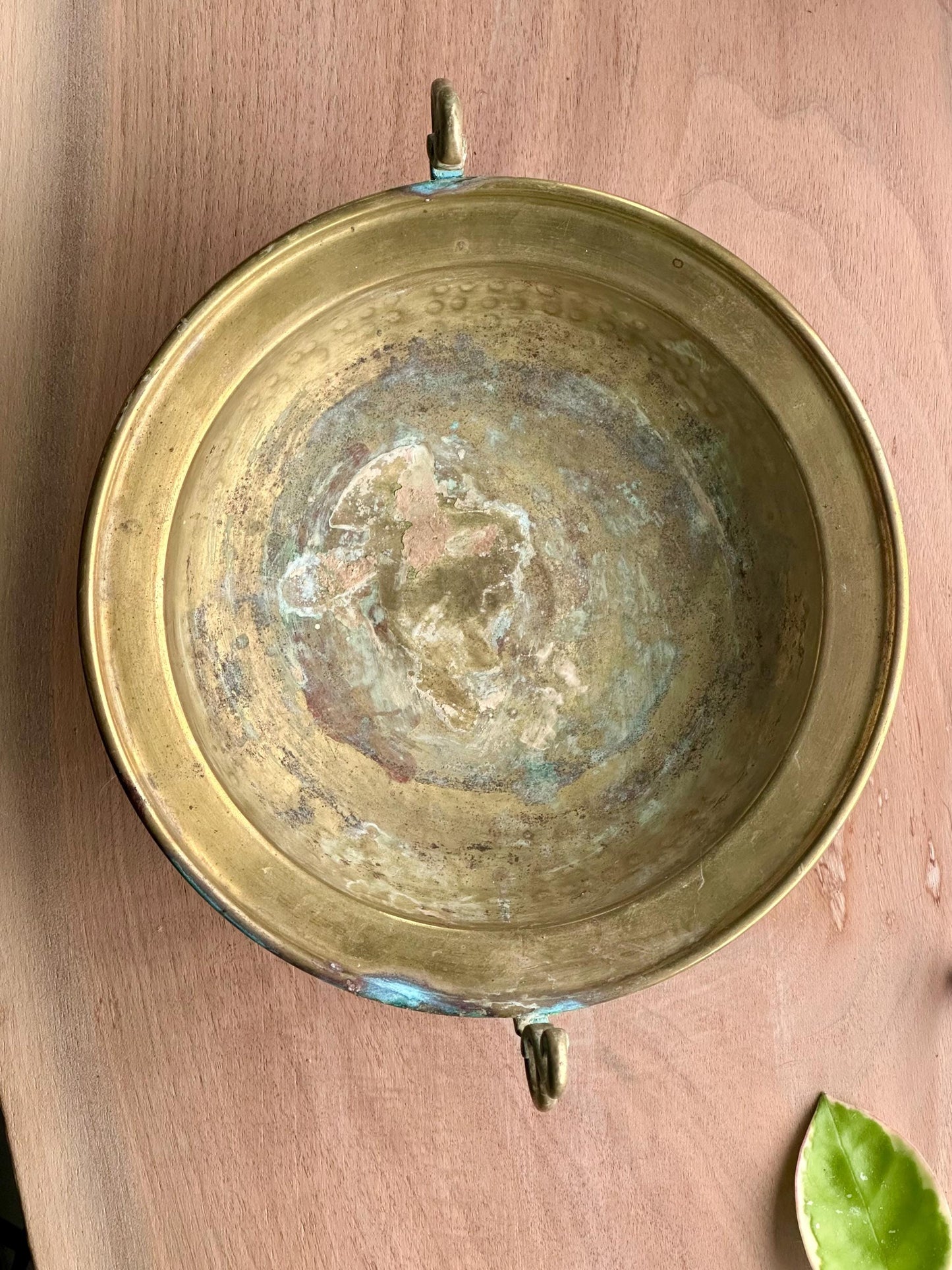 Vintage Brass Pedestal Bowl with Scroll Handles