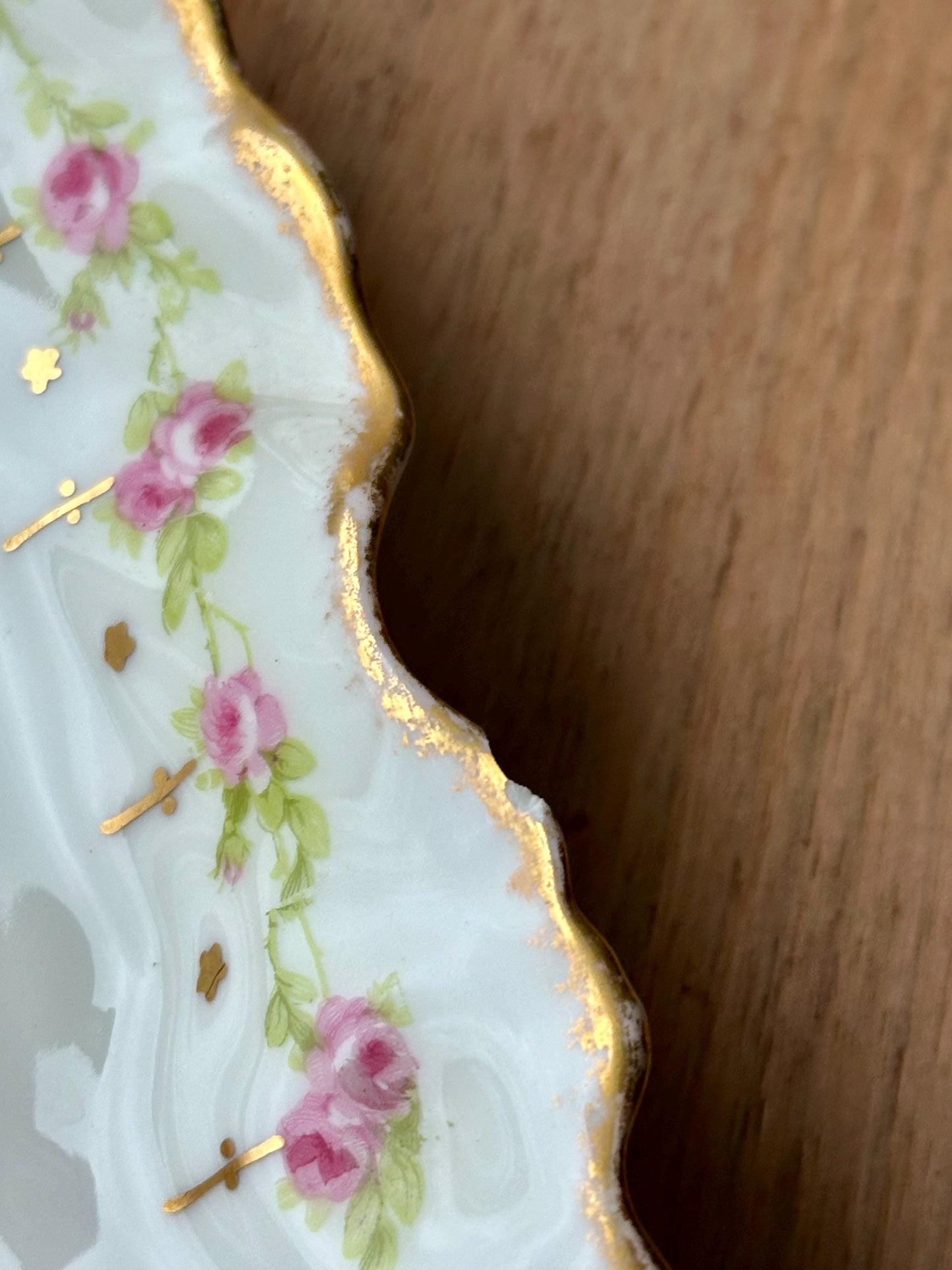 Antique Limoges France Hand-Painted Celery Tray – Pink Roses & Gold Trim