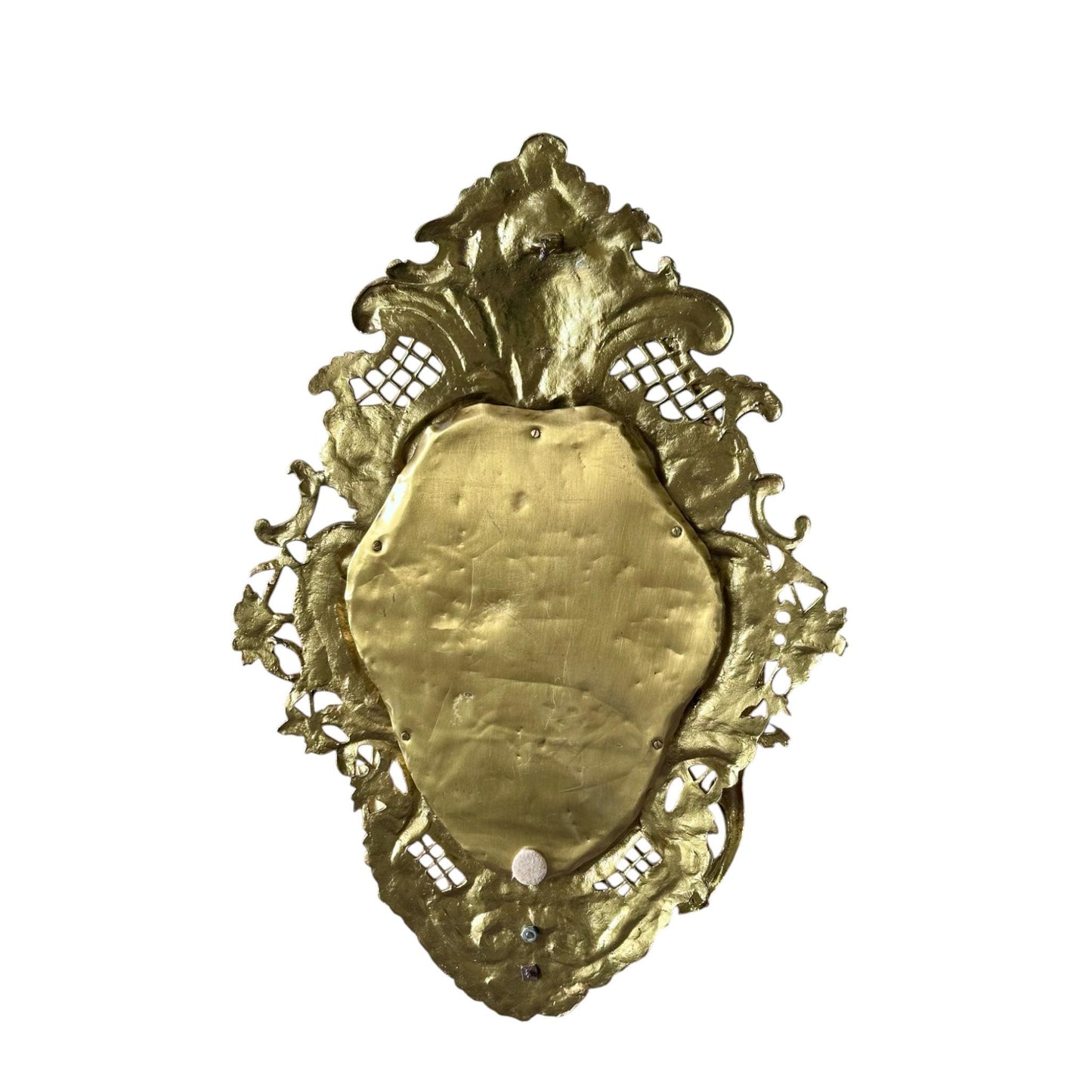 Pair of Vintage Ornate Gilded Brass Wall Sconces with Beveled Mirrors and Candle Holders – Rococo Hollywood Regency Style