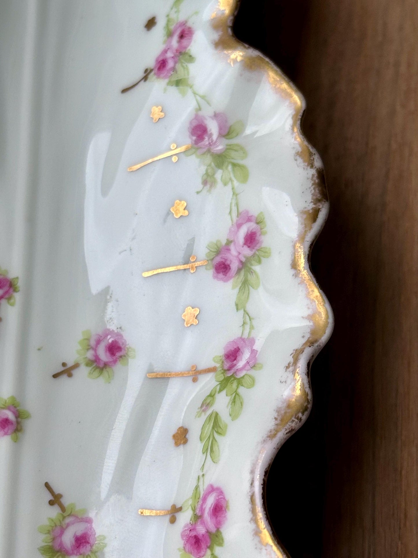 Antique Limoges France Hand-Painted Celery Tray – Pink Roses & Gold Trim