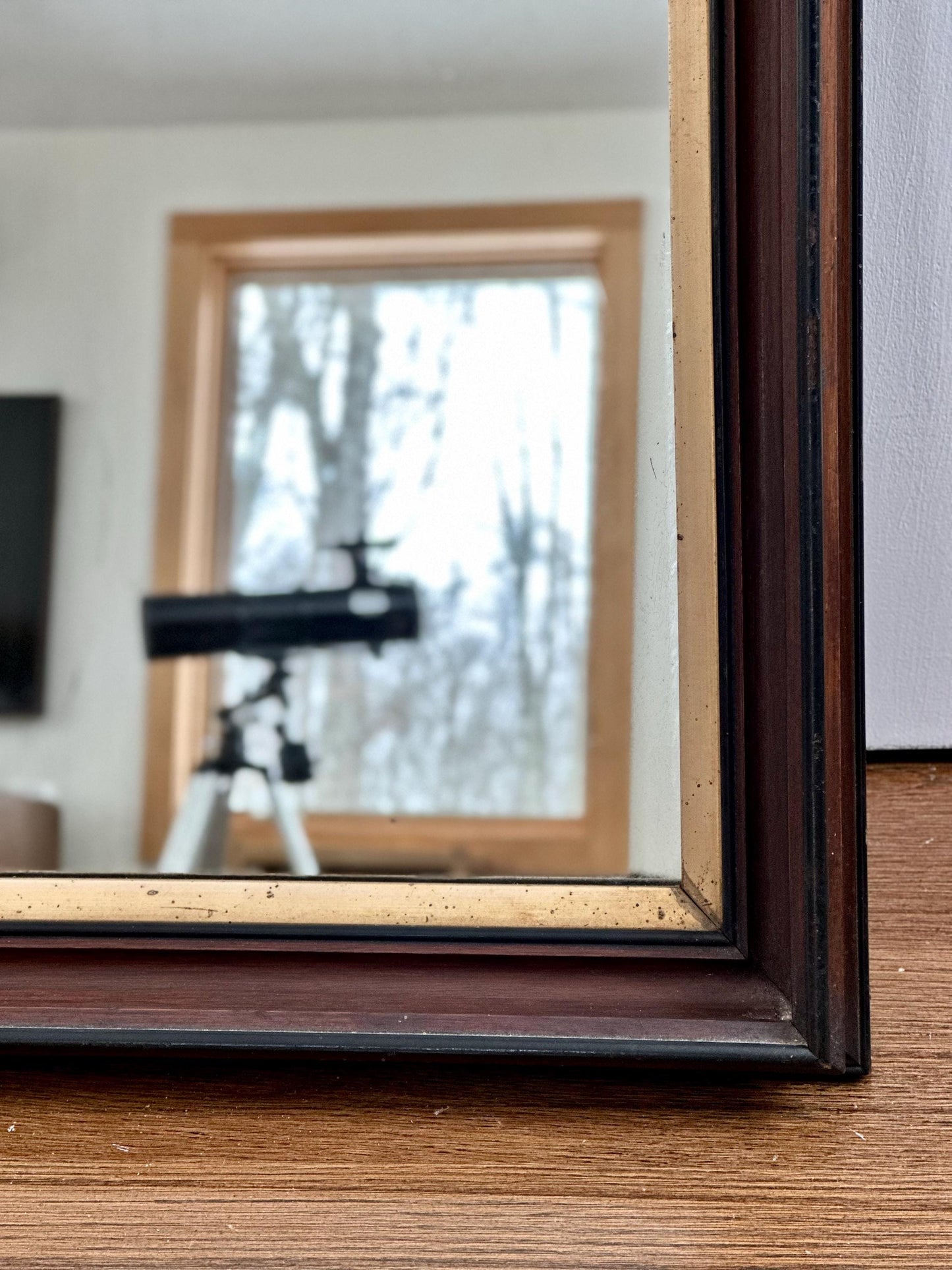 Vintage/Antique Wooden Wall Mirror With Gilt Trim