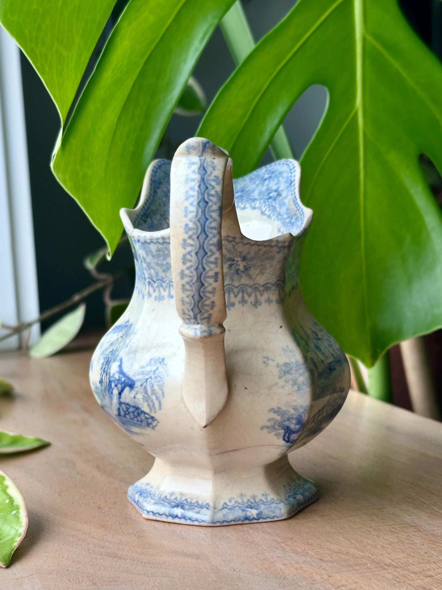 Antique Blue and White Transferware Pitcher
