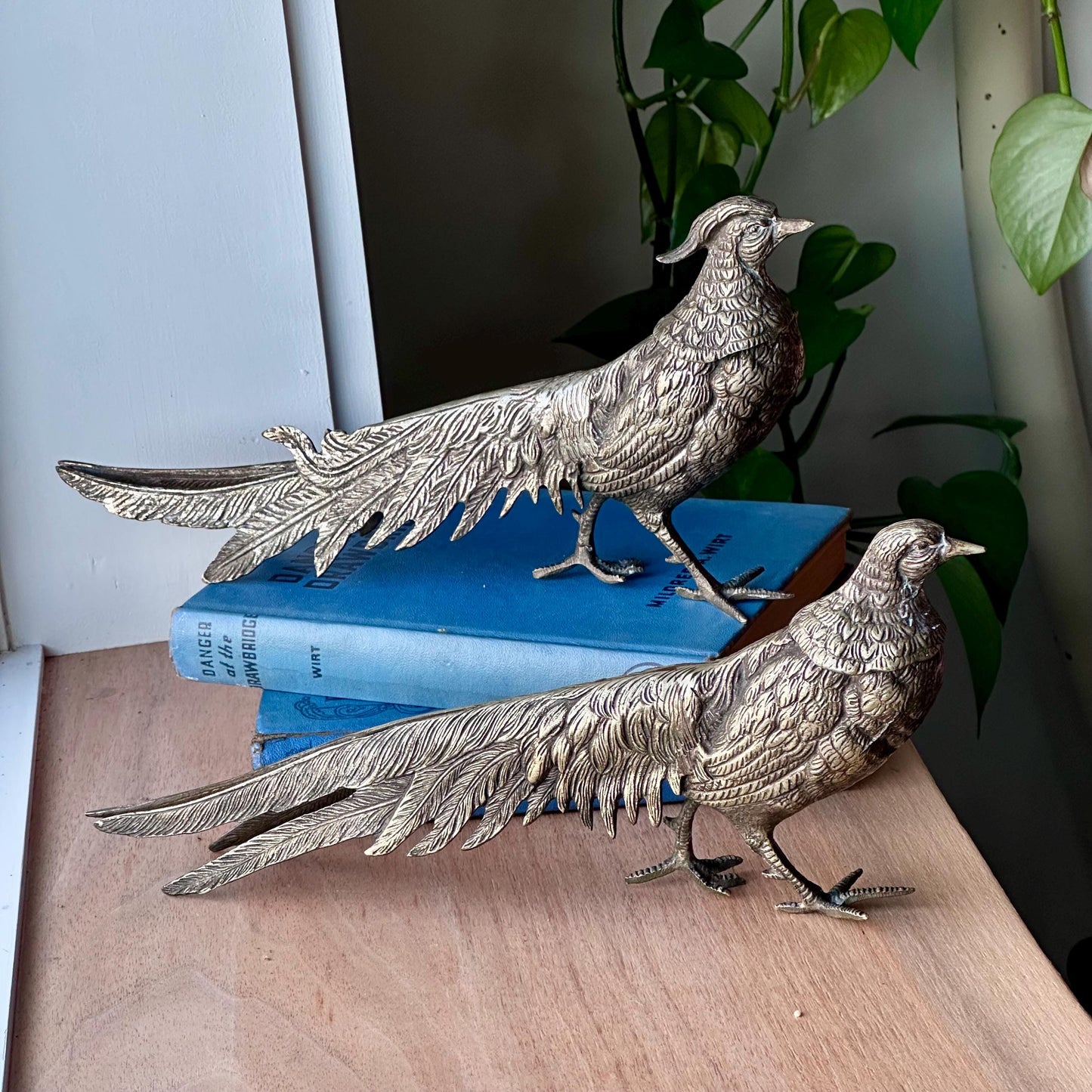 Vintage Silver-Plated Pheasant Menu/Place Card Holder Figurines – Set of 2