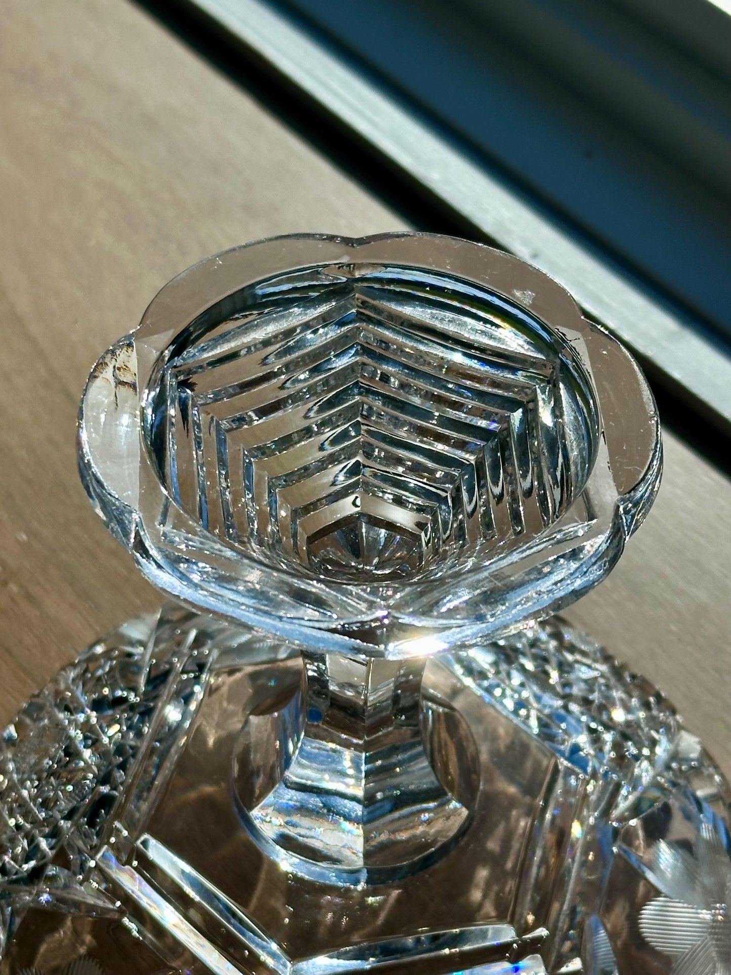 Stunning American Brilliant Period Cut Glass Pedestal Dish | Antique Crystal Compote