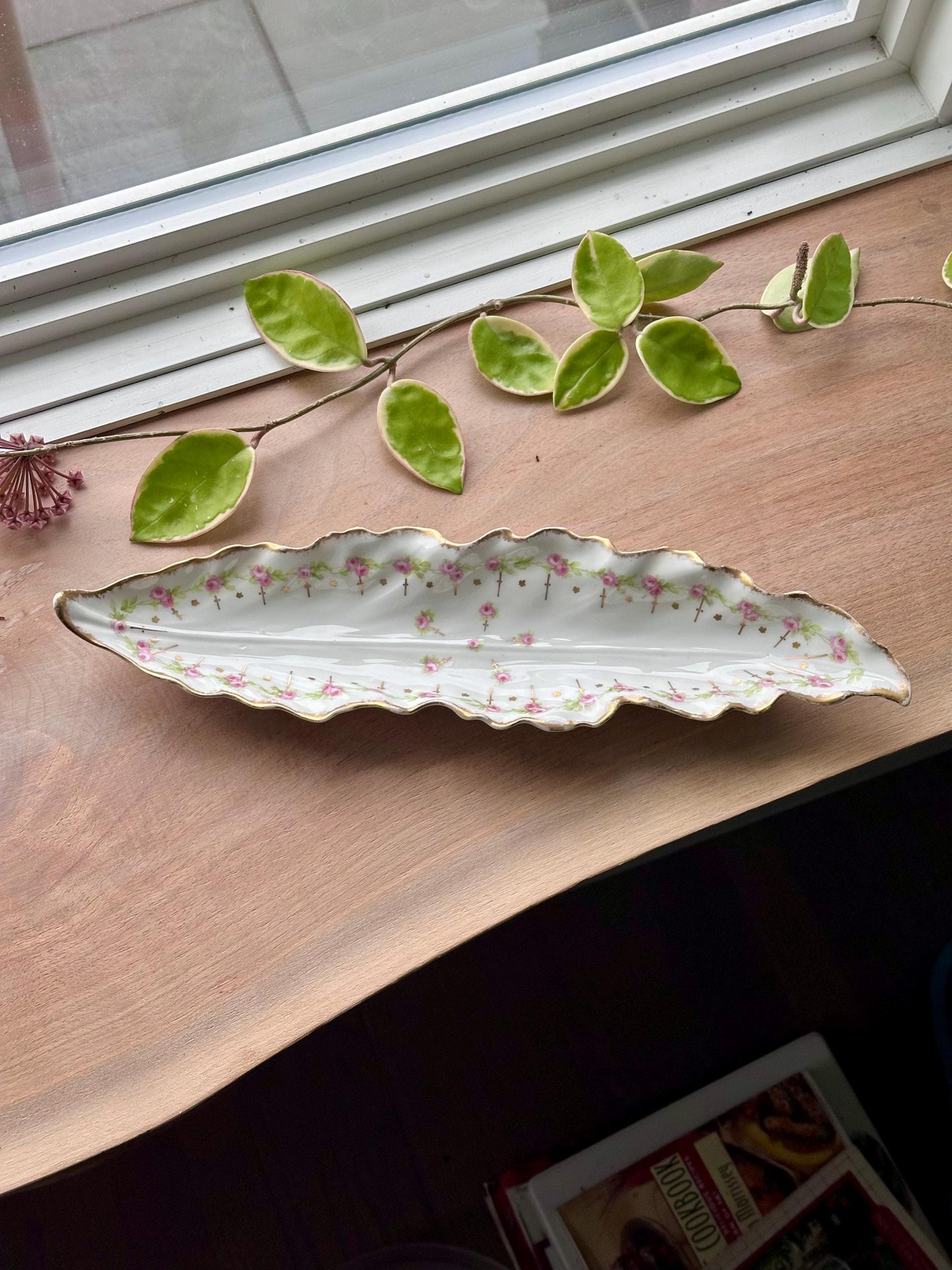 Antique Limoges France Hand-Painted Celery Tray – Pink Roses & Gold Trim