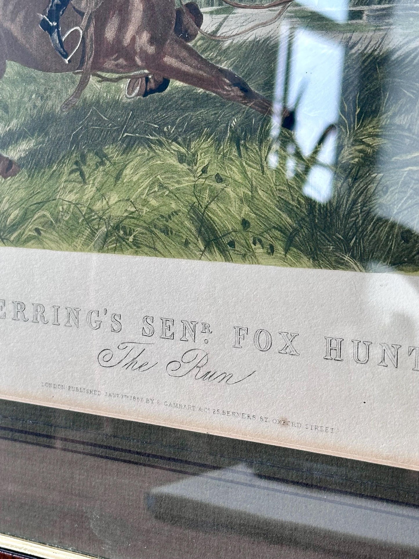 Antique 19th C. Framed Fox Hunting Print – J. F. Herring Sr., “The Run”