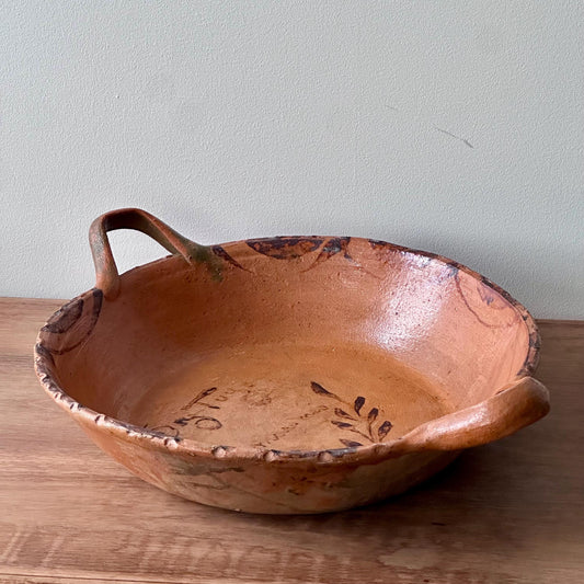Large Antique Mudware Serving Dish with Handles - Early 19th Century