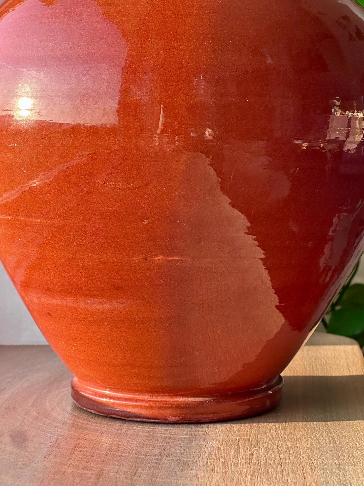 Large Vintage Redware Pitcher – Drip Glaze Handle Jug