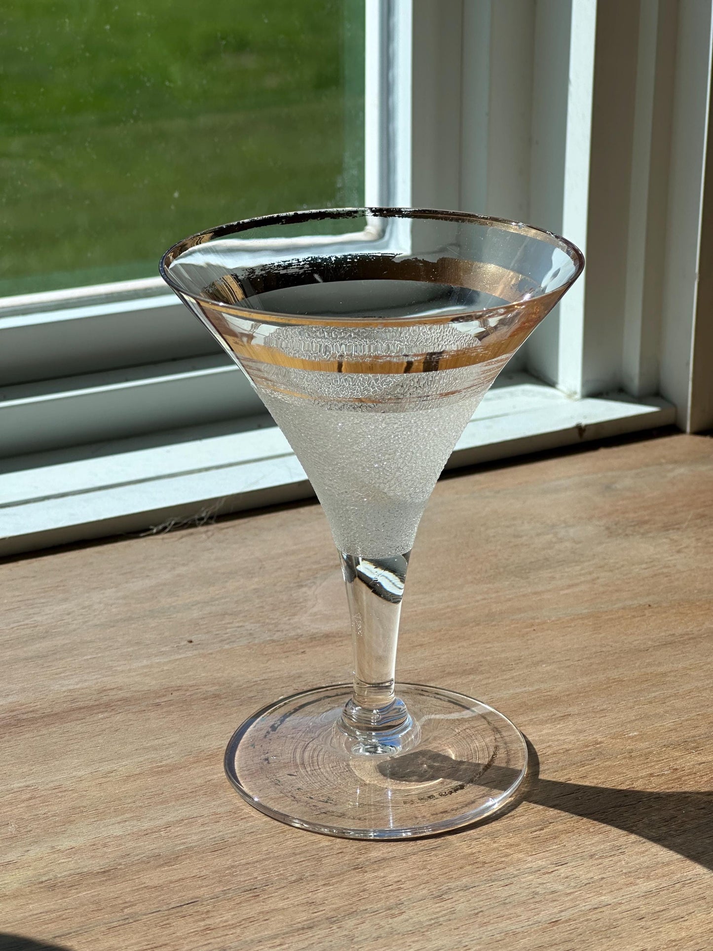 Vintage Art Deco Martini Glasses | Set of 6 | Frosted & Gold Band