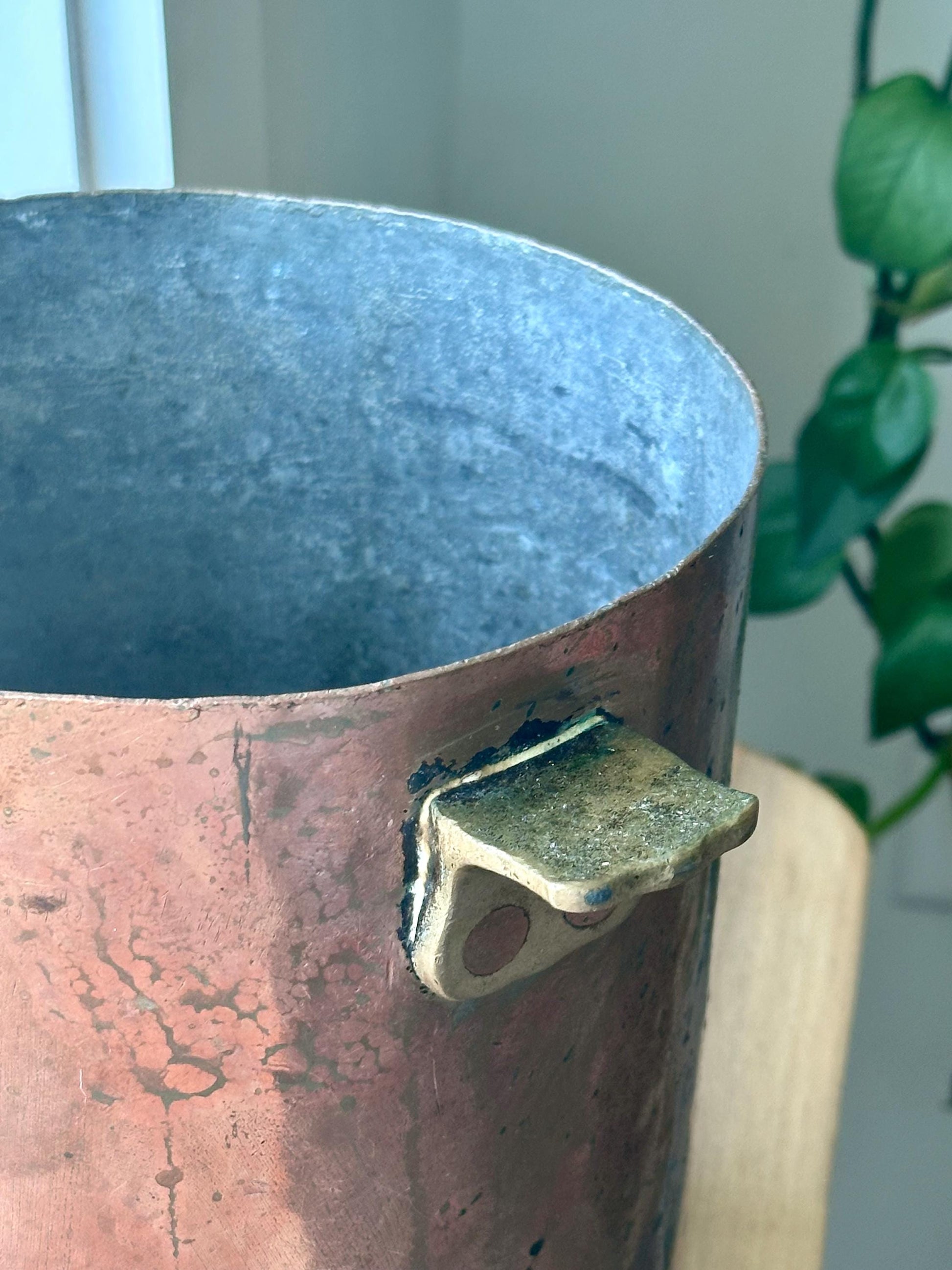 antique copper pot early 20th century industrial cauldron by mutual mfg co nyc – vintage antique home decor from Mid Hudson Vintage