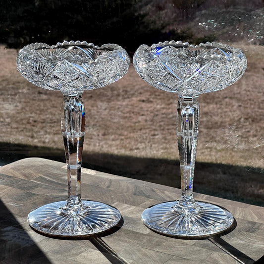 Antique American Brilliant Period Crystal Compote – Stunning Cut Glass Pedestal Dish