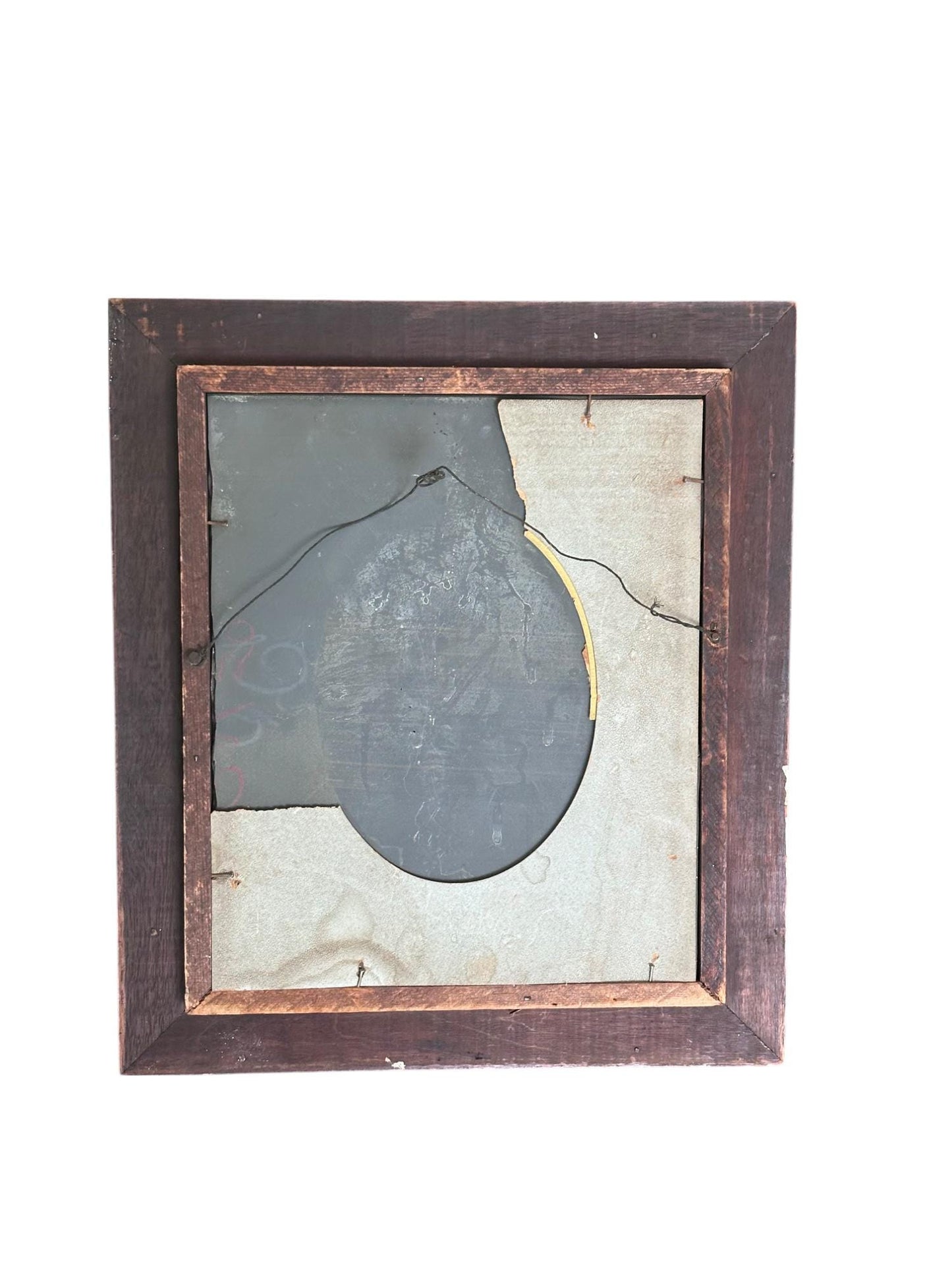 Antique Wall Mirror with Deep Wood Frame & Gilded Detailing | Late 19th Century Victorian Mirror | Thick Frame Beveled Edge Glass