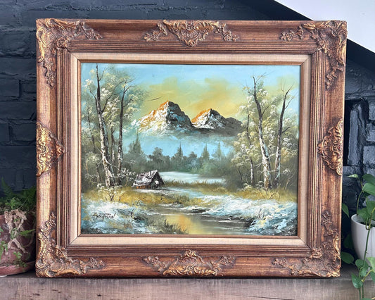 Large G. Whitman Oil Painting in Ornate Wooden Frame
