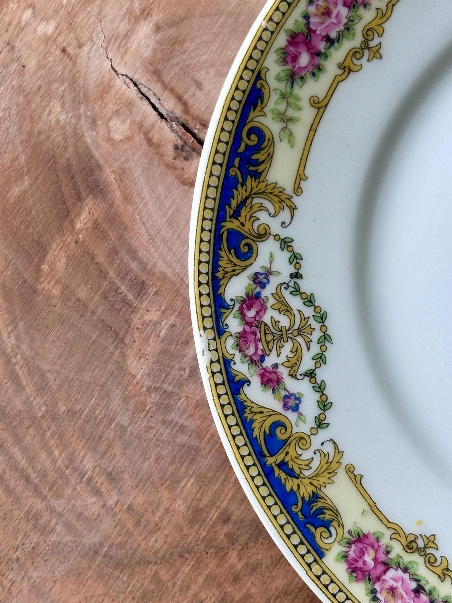 Set of 2 Antique Limoges France "Unique" Dessert/Salad Plates – Floral and Gilt Rim