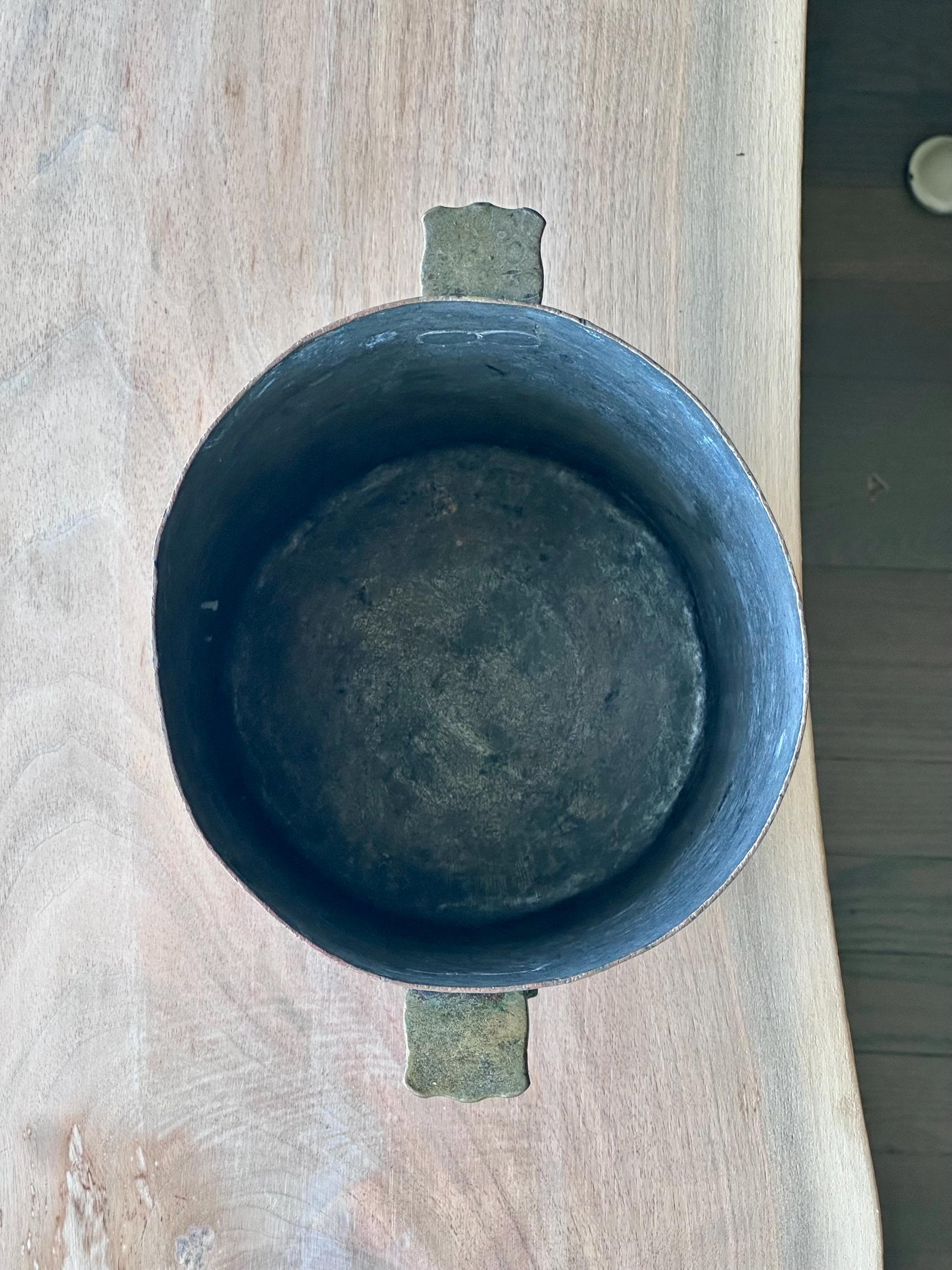 antique copper pot early 20th century industrial cauldron by mutual mfg co nyc – vintage antique home decor from Mid Hudson Vintage