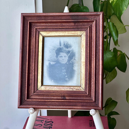 Antique Portrait of Boy in Gilded Wood Frame – Circa Late 1800s