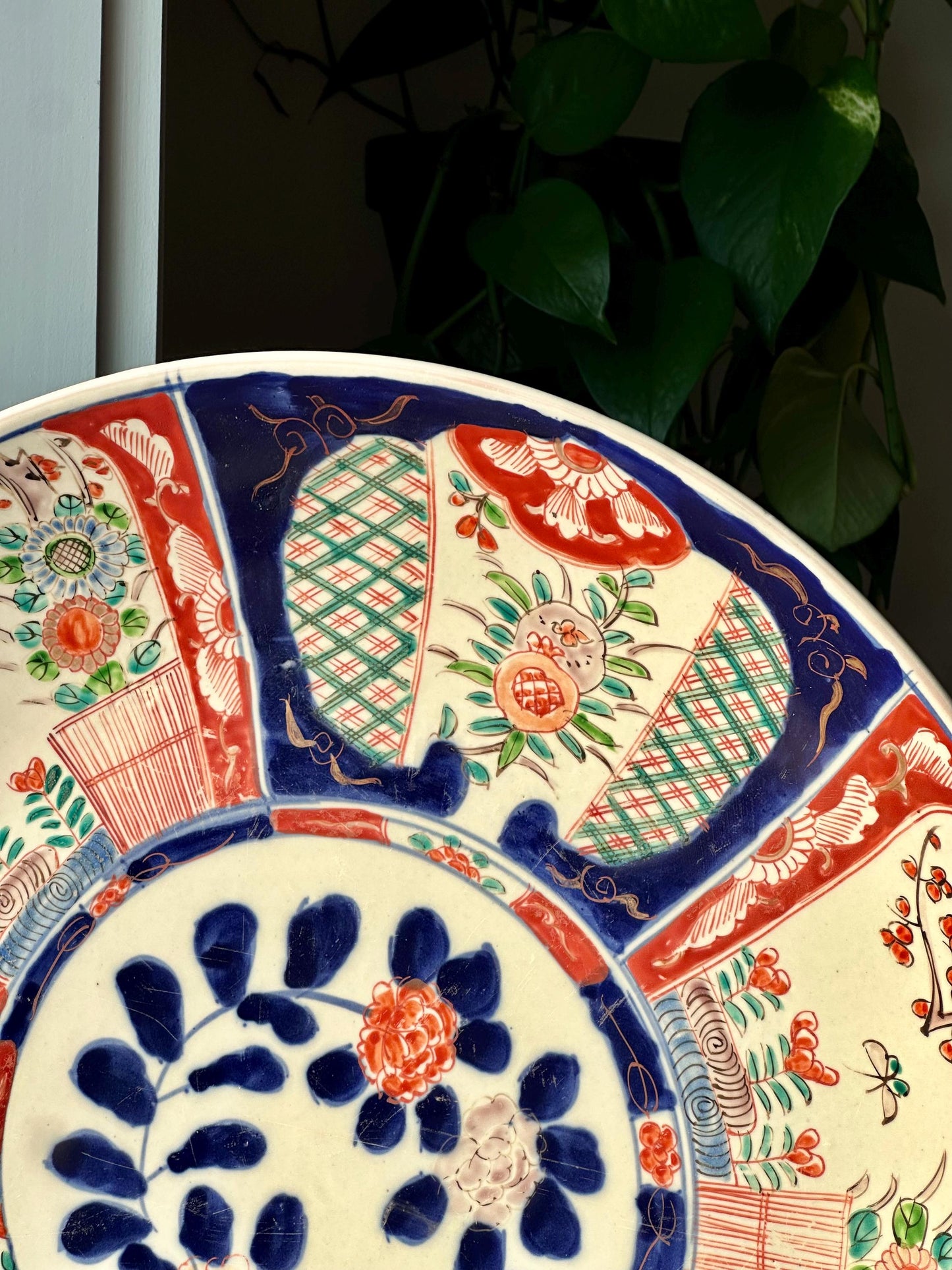 Large Antique Imari Charger Plate – Hand-Painted, 18" – Meji Period