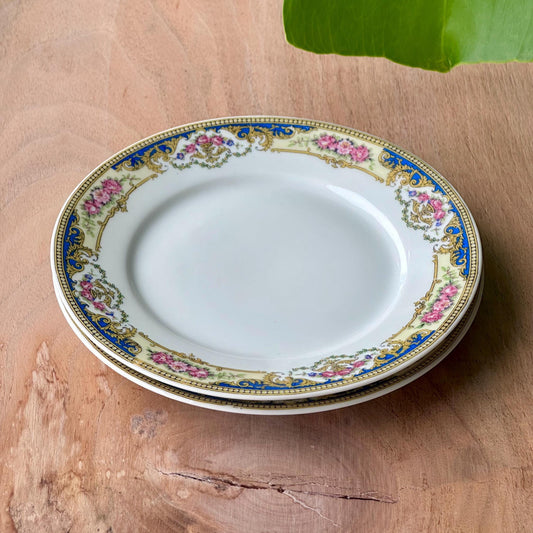 Set of 2 Antique Limoges France "Unique" Dessert/Salad Plates – Floral and Gilt Rim