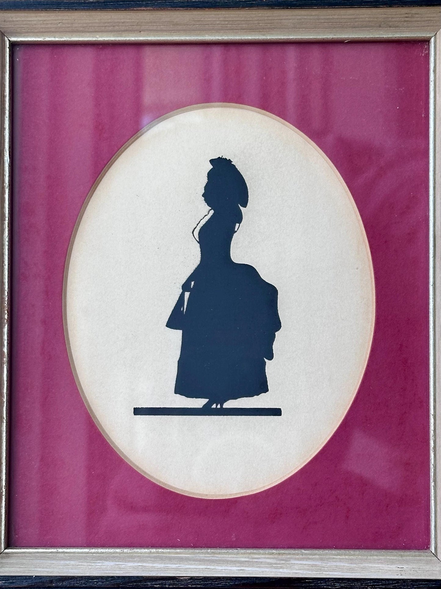 Vintage Silhouette Portrait Pair – Man and Woman in Colonial Dress | Framed Cut Paper Art by FPC NYC