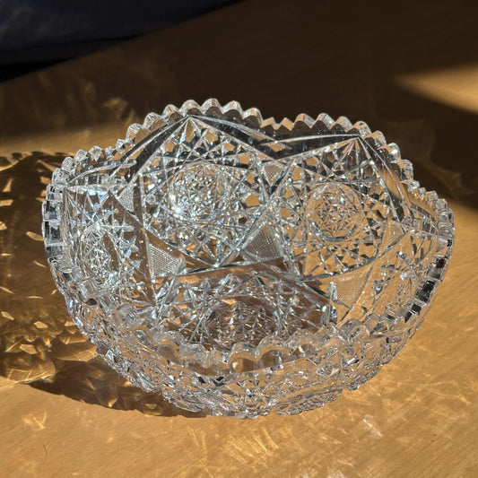 Antique American Brilliant Period Cut Glass Crystal Bowl