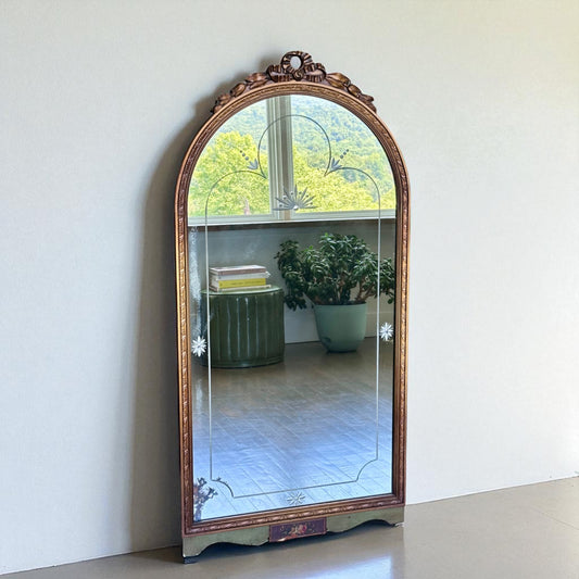 Antique Etched Glass Mirror with Ornate Frame – vintage antique home decor from Mid Hudson Vintage