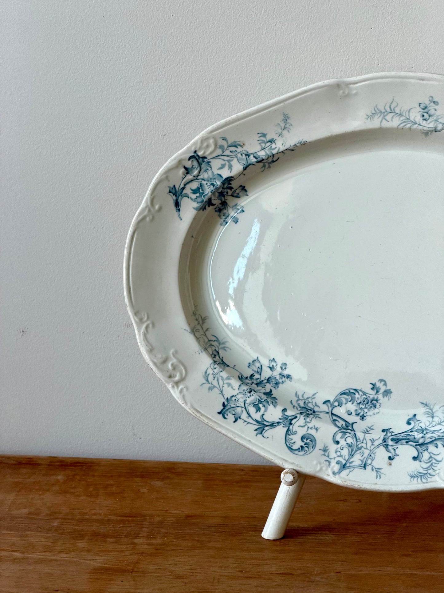 Antique Victorian Edge Malkin & Co Blue Transferware Ironstone Platter