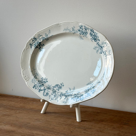 Antique Victorian Edge Malkin & Co Blue Transferware Ironstone Platter