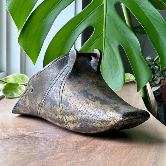 Antique Brass Conquistador Stirrup Wall Pocket – Heavily Patinated