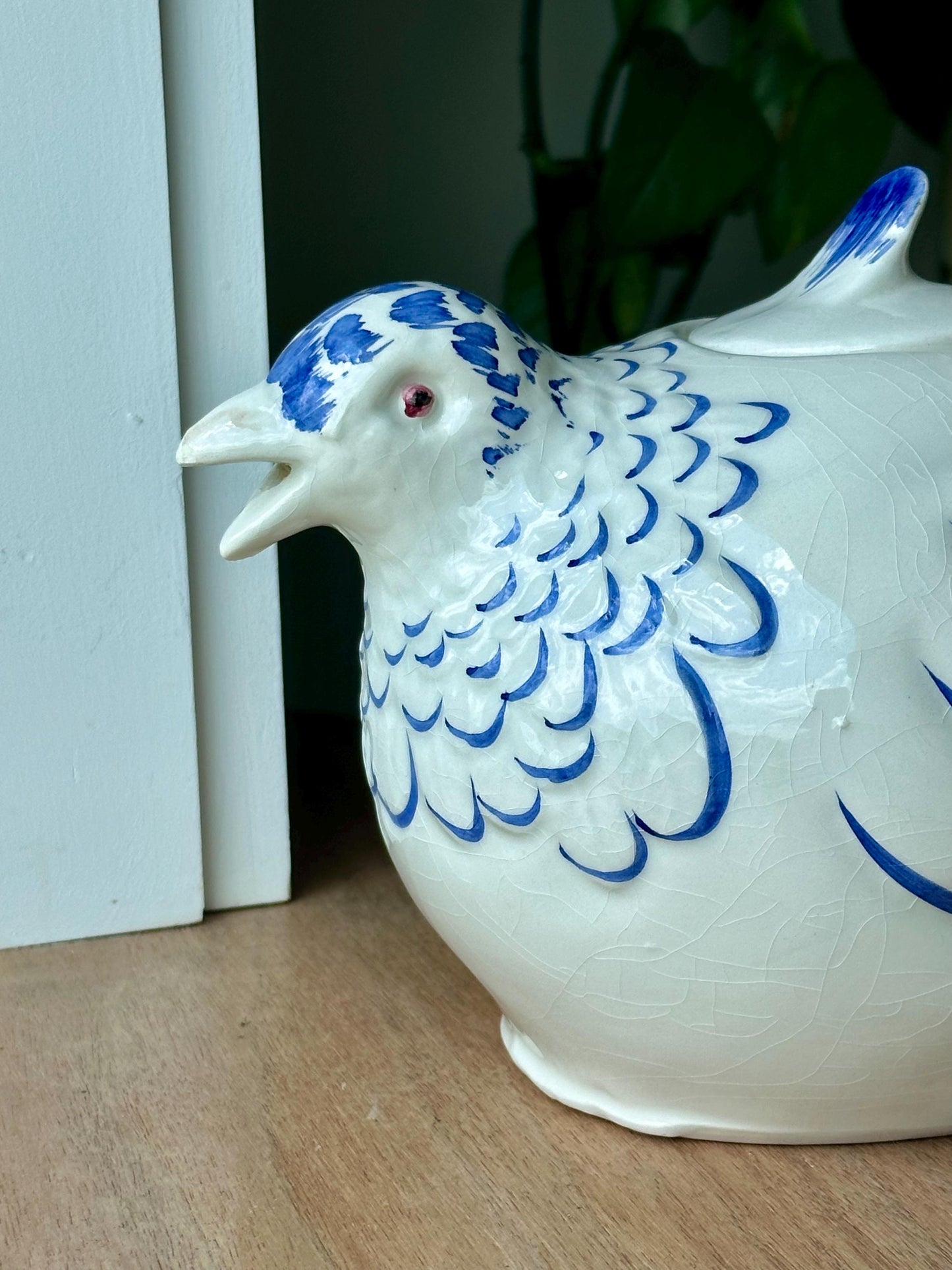 Vintage Italian Ceramic Bird Teapot – Blue & White Hand-Painted Pottery