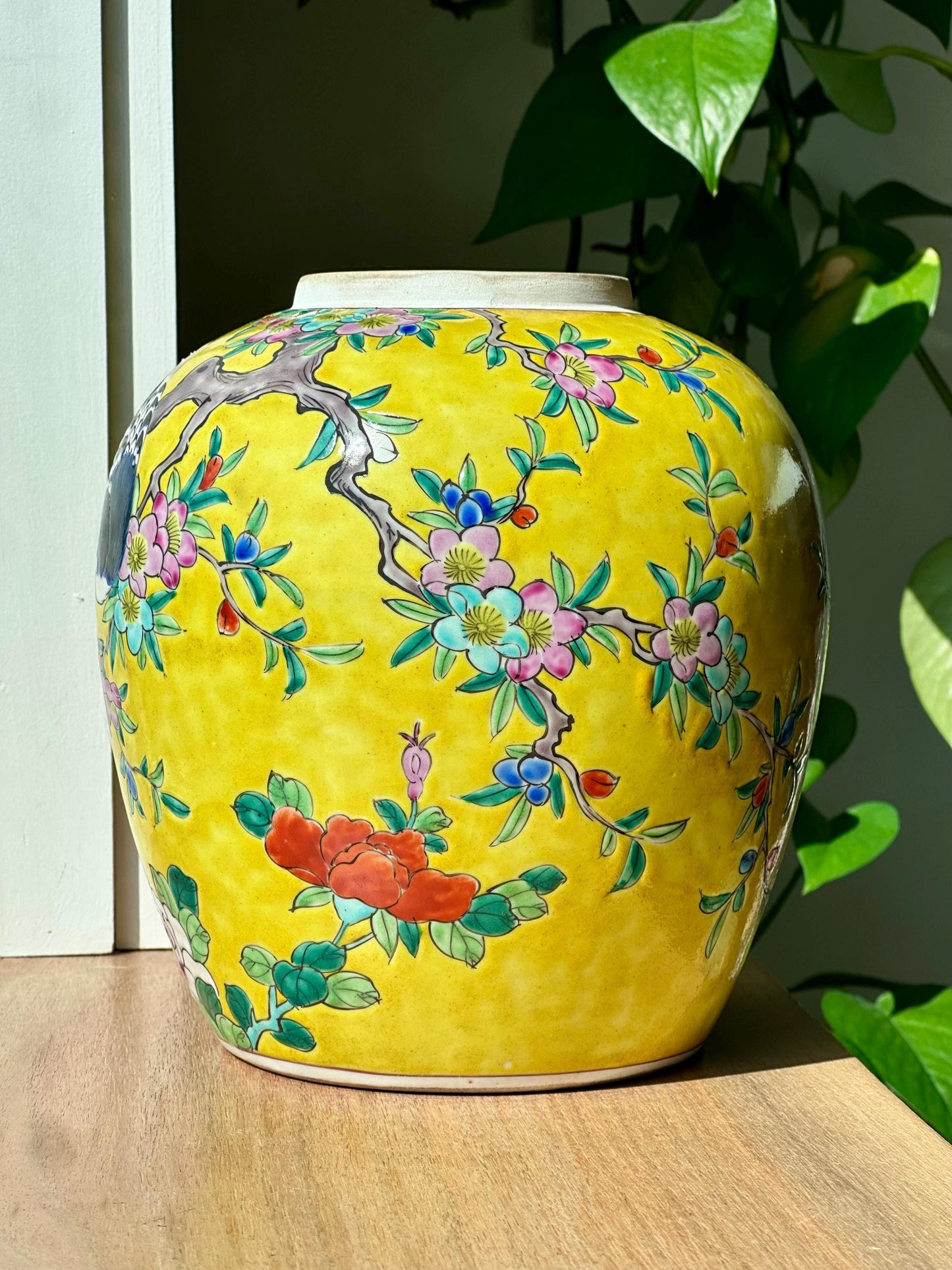 Antique Nippon Vase with Birds & Blossoms – Yellow Ground