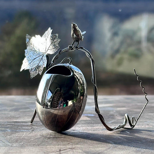 Exquisite Sterling Silver Bird, Leaf & Egg Toothpick Holder - Possibly Early Michael Aram