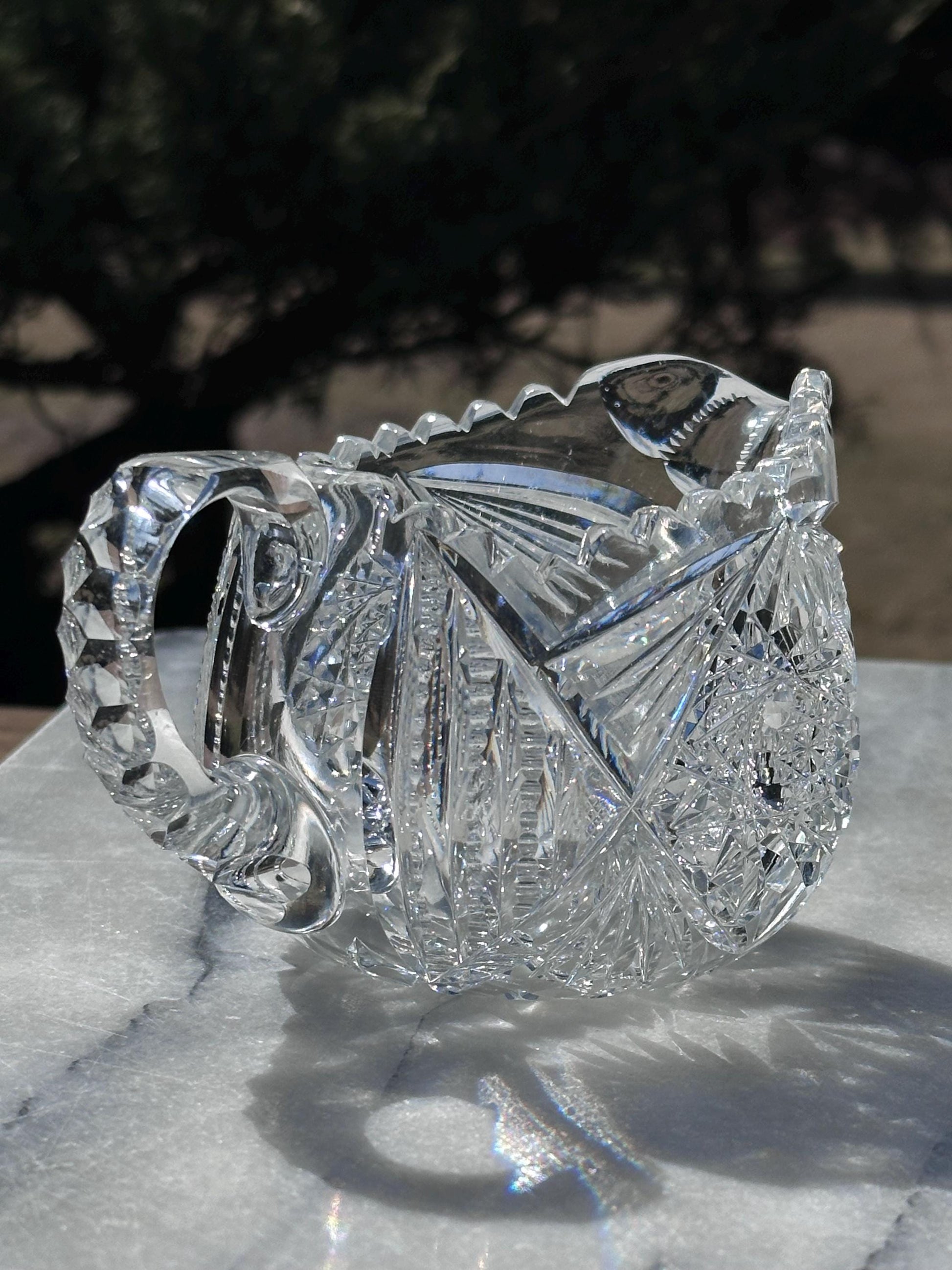 antique american brilliant period crystal creamer sugar set – vintage antique home decor from Mid Hudson Vintage