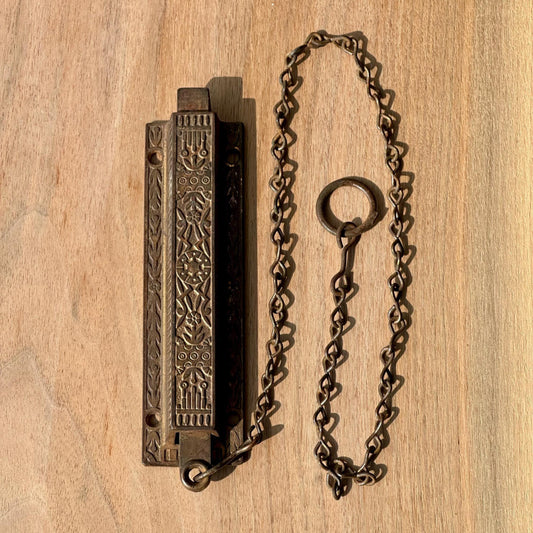 Antique Victorian Bronze Door Latch with Chain Pull – Eastlake Style