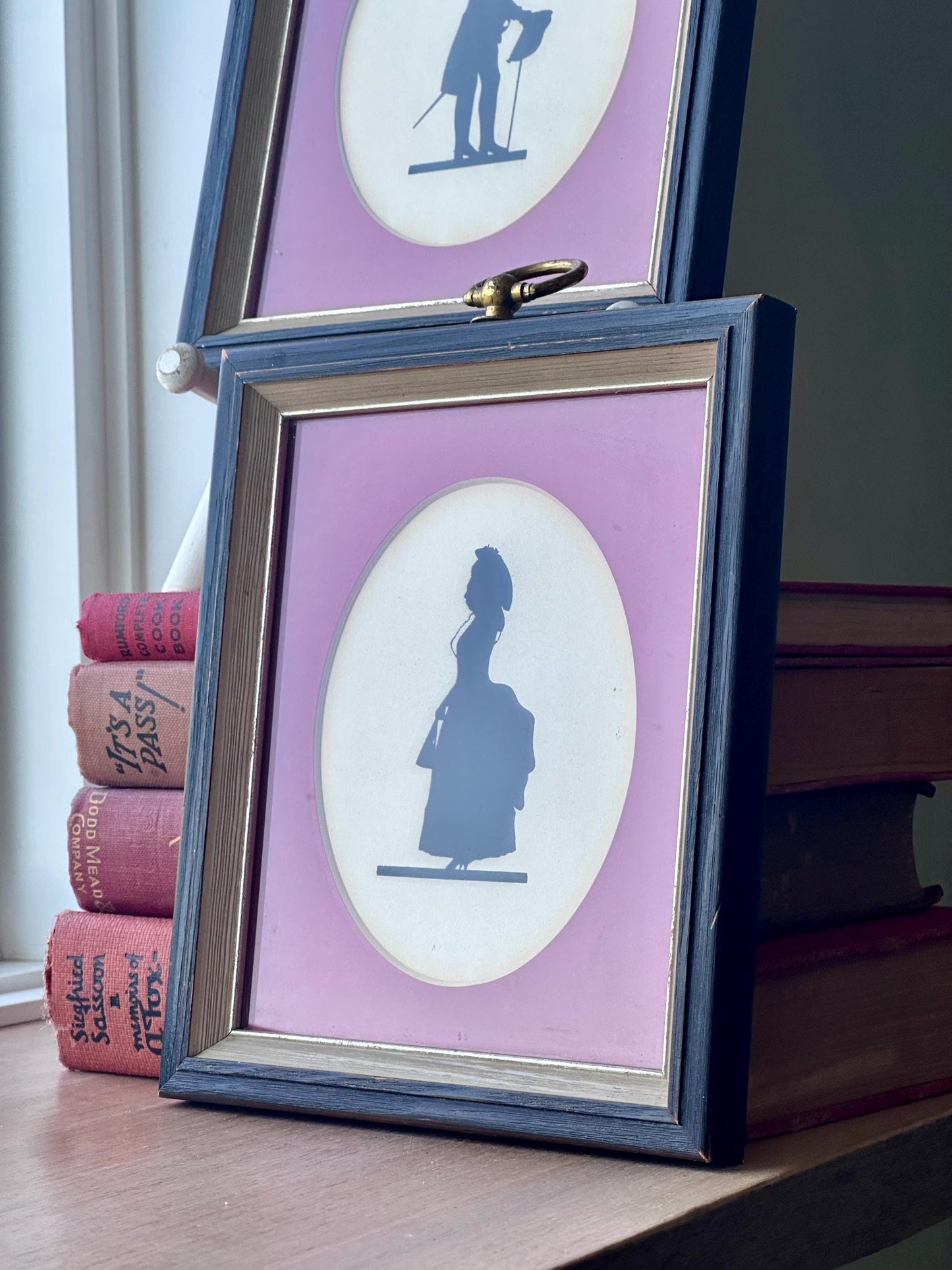 Vintage Silhouette Portrait Pair – Man and Woman in Colonial Dress | Framed Cut Paper Art by FPC NYC