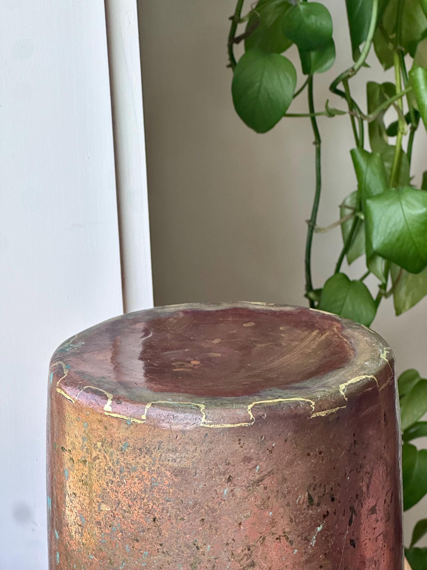 antique copper pot early 20th century industrial cauldron by mutual mfg co nyc – vintage antique home decor from Mid Hudson Vintage