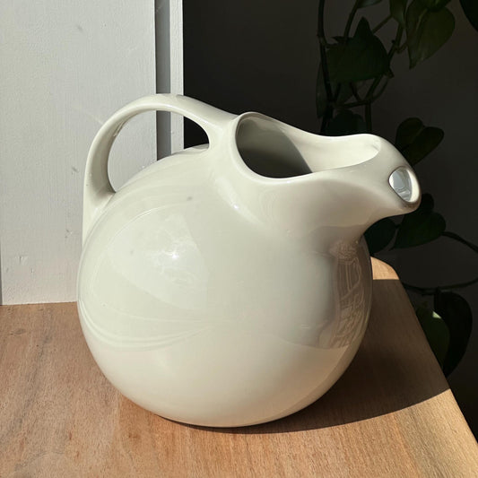 Vintage Hall China Ball Jug Pitcher – Ivory White Mid-Century Modern #633