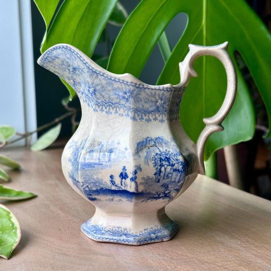 Antique Blue and White Transferware Pitcher