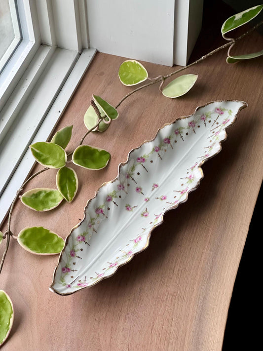 Antique Limoges France Hand-Painted Celery Tray – Pink Roses & Gold Trim