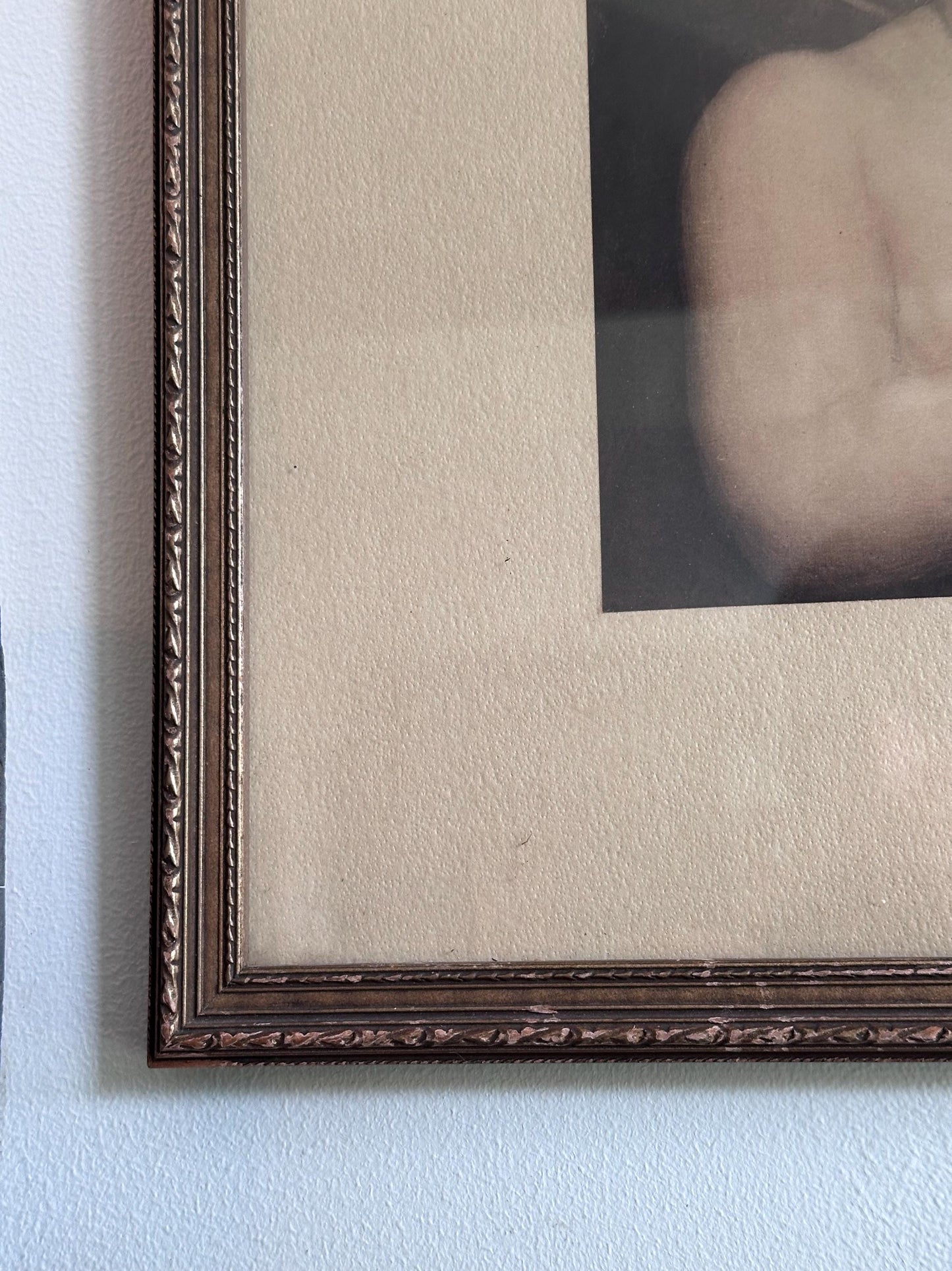 Antique Framed Lithograph of Young St. John the Baptist – Religious Wall Art with Original Frame