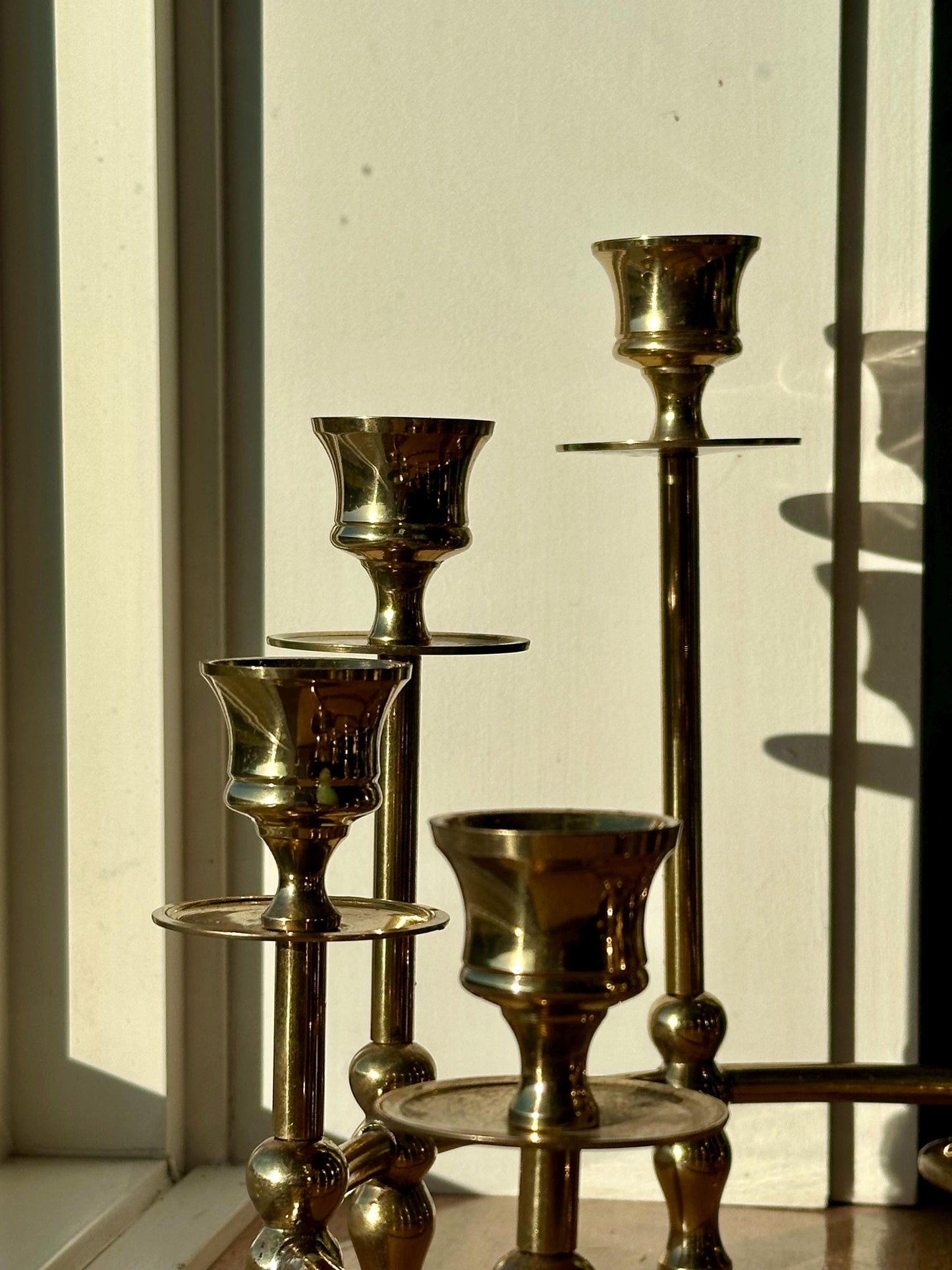 Vintage Brass Candelabra | Round 9-Candle Holder | Mid-Century Brass Centerpiece | Hollywood Regency Style