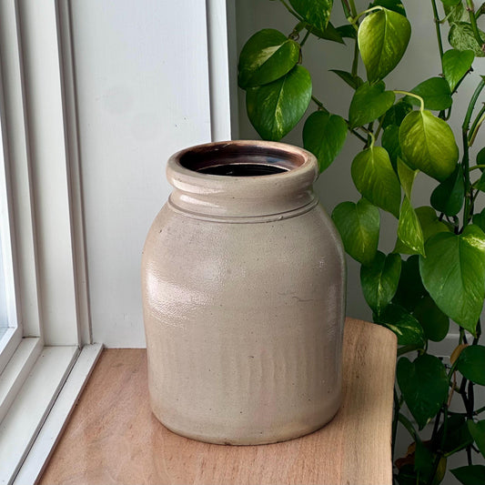 Antique Stoneware Crock – 10” Tall | Vintage Pantry Storage | Country Home Accent