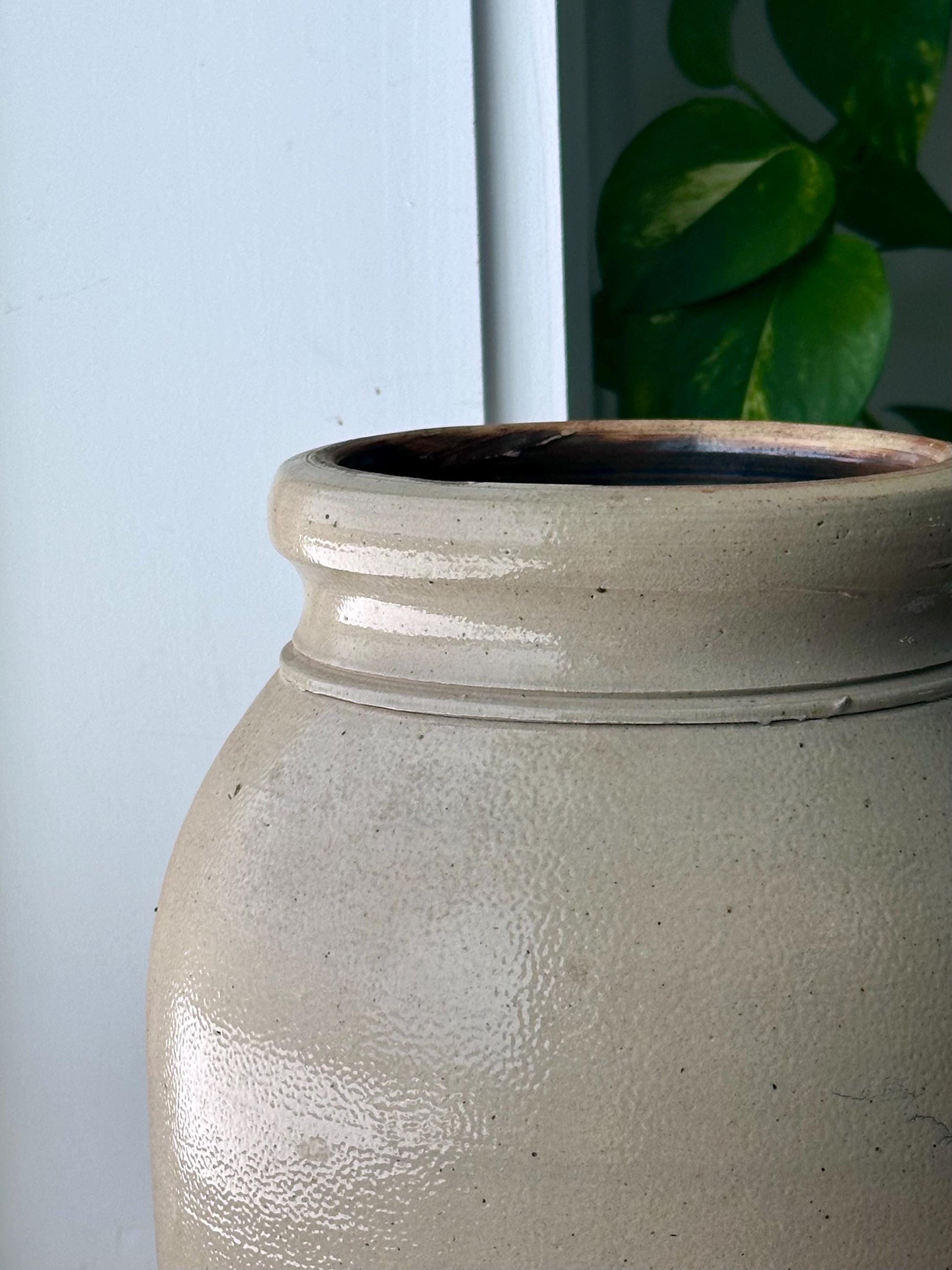 Antique Stoneware Crock – 10” Tall | Vintage Pantry Storage | Country Home Accent