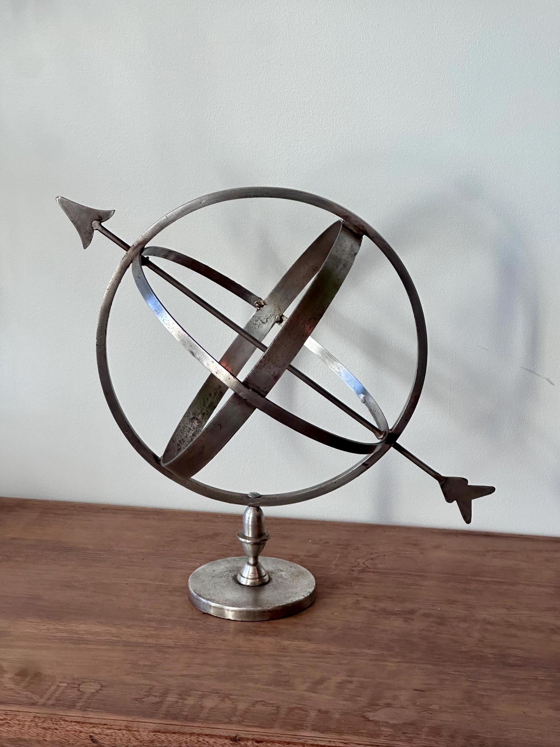 Vintage Mid-Century Armillary Sphere | Metal Celestial Sculpture | Industrial Astronomy Decor