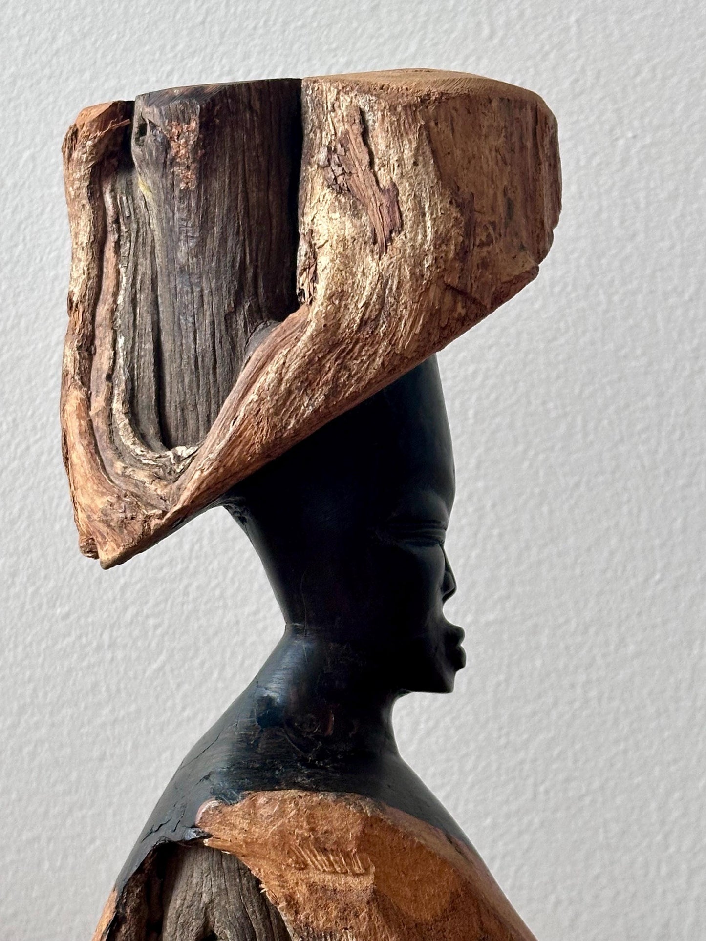 Hand Carved Wooden Figure Sculpture | Vintage Figural Wood Art | Organic Modern Tribal Decor